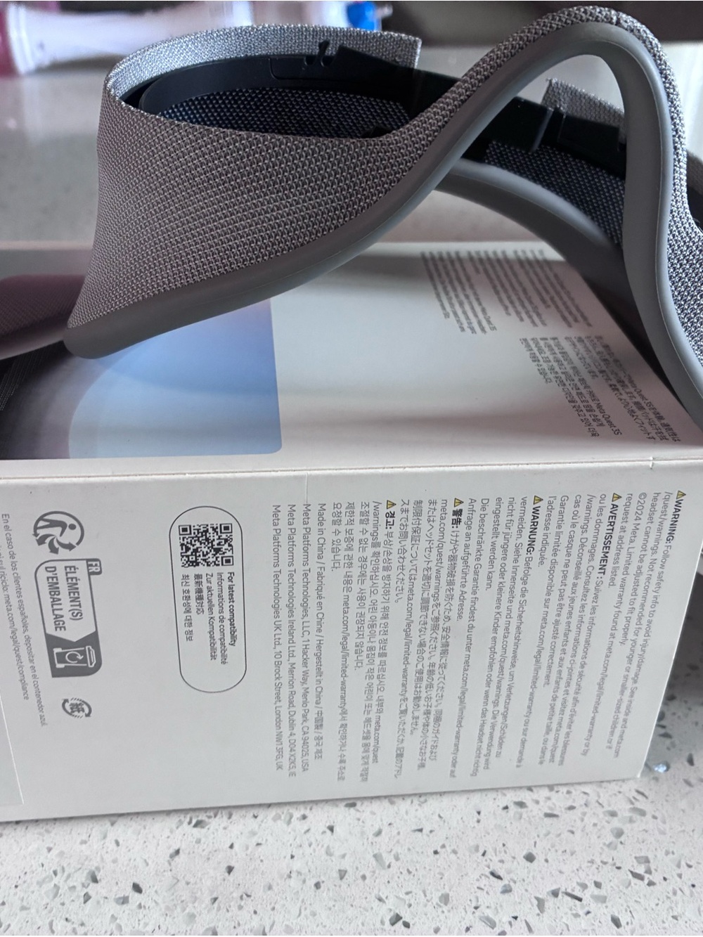 Gray Fabric VR Headset Strap Replacement